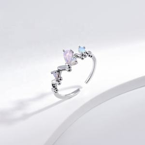 wholesale price plata 925 sterling <b>silver</b> vintage small <b>ring</b> bulk fashion wedding opening <b>opal</b> ladies stackable butterfly <b>rings</b> - Product Image 1