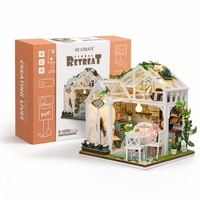 Nouveau design, modèle de construction en bois 3D, serre miniature faite à la main avec kit de meubles, cadeau créatif, kit de maison miniature DIY