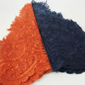 Custom Width Embroidered Lace Trim With Sequins And Beads 100% Polyester For Garment Accessories And Venue Decorations