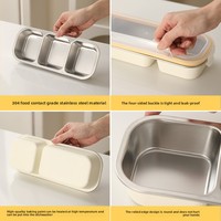 Contenants à collations en acier inoxydable pour enfants Conteneurs à lunch réutilisables à 3 compartiments pour adultes avec couvercles Boîte à bento empilable étanche