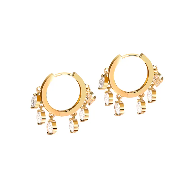 Xingyue-pendientes de moissanita chapados en oro amarillo, joyería de moda, 12 diamantes, 9K