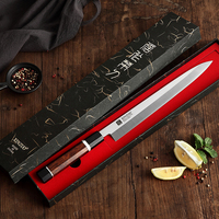 Couteaux de cuisine en acier en poudre M390, couteau à sashimi japonais avec manche en bois de fer du désert d'Amérique du Nord