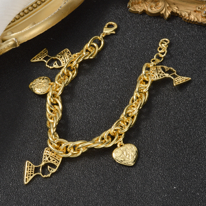 embossed egyptian queen heart charm chunky <b>copper</b> shiny personnalisé women fashion daily wholesale 18k gold plated <b>bracelet</b> - Product Image 5