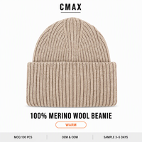 Bonnet en tricot côtelé épais réglable avec revers plié, impression par sublimation de logo personnalisé, chapeau d'hiver chaud pour l'extérieur