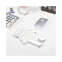 Tapis de souris transparent personnalisé pour clavier, design cristal, tapis de souris de jeu avec repose-poignet en gel, forme de croissant pour la maison et le bureau