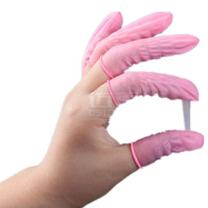 2023 Industriële Kwaliteit Poedervrije 100% Puur Natuurlijke Latex Vingerbedden Cleanroom Roze Vingerbedjes - Product Image 1