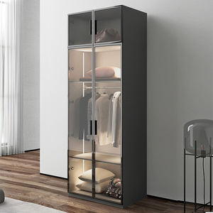 Armoire en bois scandinave porte plate chambre Simple moderne économique porte en verre armoire de rangement Simple grande armoire - Product Image 3