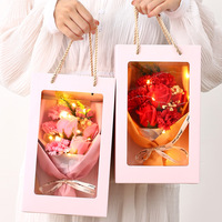 Bouquet de roses éternelles en savon, fait main, pour cadeaux, faveurs et demande en mariage pour demoiselle d'honneur, avec coffret cadeau