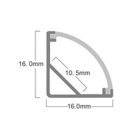 Pour armoire 45 90 degrés Angle lumière 16Mm large Surface montée bande Extrusion canal coin Led profilé en aluminium