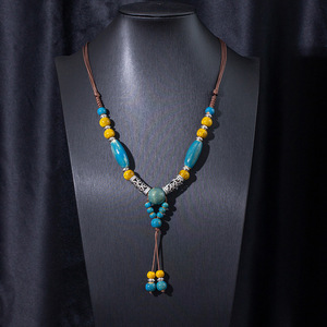 Collar de Cerámica de Jingdezhen para Mujer, Estilo Bohemio, No se Desvanece, Nuevo Estilo Chino, <span class=keywords><strong>Cadena</strong></span> Étnica para Suéter, Superventas - Product Image 5