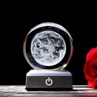 Vente en gros de boule de cristal de Mars créative veilleuse ornements lampe boule de cristal 3d avec base led