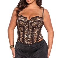 Korset Bustier Leopard Print Plus Size yang Berani, Menawan, dan Seksi dengan Tulang Baja, Pakaian Dalam Pembentuk Tubuh, Atasan yang Nyaman Dipakai, Pakaian Tidur