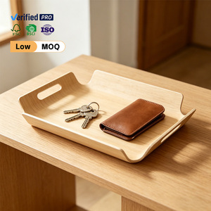 ถาดเก็บของแบบขายส่งพร้อมหูจับ ถาดไม้ทรงสี่เหลี่ยมผืนผ้าอเนกประสงค์ ถาดเสิร์ฟสำหรับใช้ในบ้าน ร้านอาหาร <span class=keywords><strong>โรงแรม</strong></span> - Product Image 4