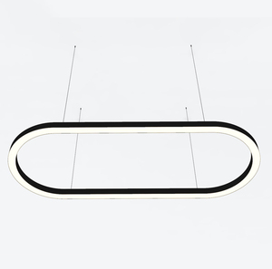 Lustre LED noir et blanc de taille personnalisée, lampe suspendue moderne et minimaliste, lustre de forme ovale - Product Image 1