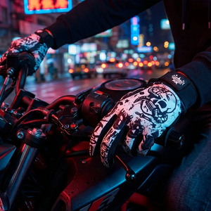 FUNTIMES Guantes de dedo completo con diseño de <span class=keywords><strong>tatuaje</strong></span> japonés y diseño de flor de <span class=keywords><strong>cerezo</strong></span> en las puntas de los dedos para hombres/mujeres - Product Image 6