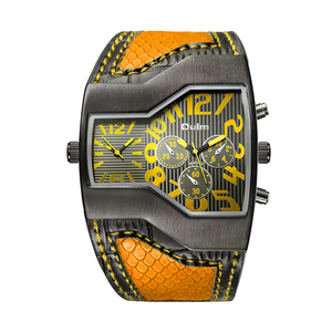 Montre en cuir pour hommes, horloge <span class=keywords><strong>à</strong></span> double heure, mouvement <span class=keywords><strong>à</strong></span> <span class=keywords><strong>quartz</strong></span> japonais, 6 couleurs, tendance, marque originale, 2018, 1220 - Product Image 4