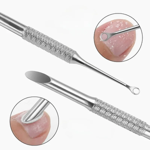 Empuje de cutículas de uñas, palo de taladro de pedicura de madera naranja, acero inoxidable de doble punta, piel muerta, quitar, tomar pegamento, limpiar pendiente de empuje - Product Image 5