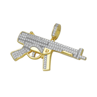 Bijoux Hip Hop plein diamant CZ pierre pavé mode Ak-47 dominatrice mitraillette pendentif