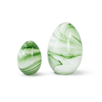 Ornement de table en verre marbré vert en forme d'œuf, haute transparence, artisanat en verre soufflé à la main pour la décoration intérieure