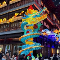 Lanterne LED en soie personnalisée Dragon Embracing, fabriquée à Zigong, grande taille, étanche pour l'extérieur, idéale pour l'affichage des fêtes du Chinatown et du Festival du Printemps
