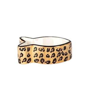 Prato para animais de estimação estampado de leopardo, tigela cerâmica pintada à mão - Product Image 5