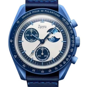 <span class=keywords><strong>Orologio</strong></span> da <span class=keywords><strong>Uomo</strong></span> Omewatch al Quarzo in Plastica Blu <span class=keywords><strong>Oro</strong></span> Brand di Moda Pianeta Bianco Luna Nuova con Logo Personalizzabile - Product Image 2