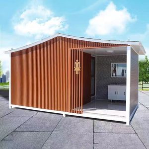 Inodoro Portátil Moderno para Exteriores, de Plástico con Marco de Madera y Acero, Resistente al Agua, para Uso en Parques - Product Image 1