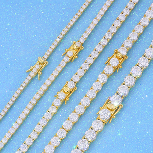 Bracelet unisexe tendance Hip Hop en argent 925 plaqué or jaune, serti de moissanite taille brillant de 2-6 mm, certifié GRA, idéal comme cadeau de luxe - Product Image 3