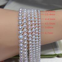 SHDIYAYUN Perles d'eau douce rondes de 3-7 mm, couleur blanche et grise 3-5A, brins de perles naturelles pour la fabrication de bijoux