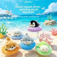 Pendentif en peluche Pingouin de la bande de breloques, allongé et tournoyant en cercle, porte-clés amusant sur le thème de l'aquarium, en polyester, 15 cm