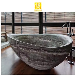 Boton đá khách sạn đá cẩm thạch tùy chỉnh làm bằng tay rắn phòng tắm freestanding Đen Đá bồn tắm - Product Image 1
