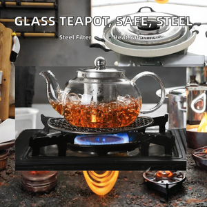 แก้วบอโรซิลิเกตสูงทนทานต่อการใช้กับเครื่องล้างจานกาน้ำชา800มล. กาน้ำชาพร้อมที่กรอง - Product Image 2