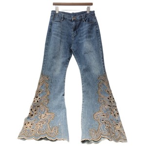 <span class=keywords><strong>Jeans</strong></span> da <span class=keywords><strong>Donna</strong></span> <span class=keywords><strong>con</strong></span> Ricamo a Onde e Fiori, <span class=keywords><strong>Vita</strong></span> Alta, Slim Fit, Elasticizzati, Leggermente Svasati <span class=keywords><strong>in</strong></span> Denim - Product Image 5