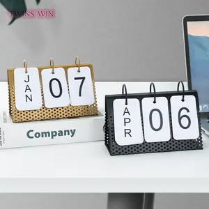 Creative Simple Iron Art Net Hole Page Turning Calendar Office Desktop Calendar 479