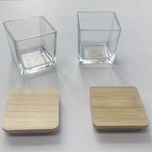 10 oz <strong>Square</strong> <strong>Candle</strong> Jars with Bamboo Lids Thickened High Transparency Glass, <strong>Candle</strong> Making Containers for Private Label - Product Image 4