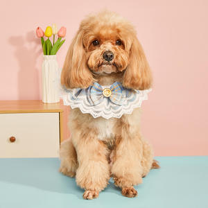 Bonito babero de encaje para perros, toalla de Saliva con lazo y diseño de flores de celosía, duradero, poliéster suave, estilo clásico, accesorios para <span class=keywords><strong>Collar</strong></span> de mascotas - Product Image 3