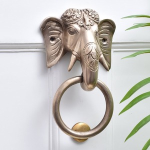 Battant de porte tête d'éléphant de qualité export, en laiton traditionnel, à fixation murale, quincaillerie décorative, disponible en gros - Product Image 1