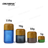 Bocal en verre transparent anti-odeur à large ouverture de 2oz, vert givré, noir, bocaux en verre anti-enfant avec couvercles en plastique