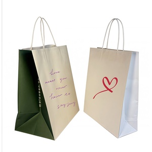 Sac en papier biodégradable personnalisé avec logo imprimé, sac cadeau, sac pour vêtements, sac en papier avec poignée, enveloppé dans un sac en papier kraft blanc 120 g/m² - Product Image 2