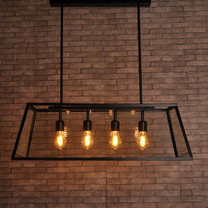 Lustre de style rétro Simple personnalité créative restaurant bar cadre en métal suspension industrielle - Product Image 4