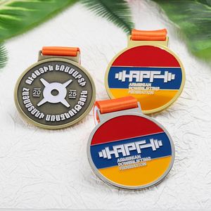 Nuevas Medallas Personalizadas de Fundición a Presión 2D, Medallas Deportivas de Metal, Aleación de Zinc, Esmalte, Latón, Chapado en Oro y Plata, Medallas de Halterofilia para Personalizar - Product Image 4