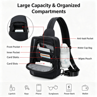 Sac à bandoulière BSCI pour bébé avec pochette pour lingettes, porte-bouteille d'eau, sac à langer portable pour maman, sac à dos multifonctionnel