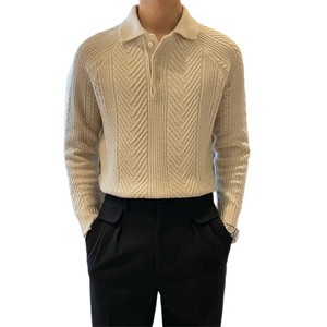 Pull tricoté respirant à manches longues, lavable en machine, <span class=keywords><strong>taille</strong></span> européenne, pour hommes, grande <span class=keywords><strong>taille</strong></span>, style polo, best-seller transfrontalier - Product Image 5