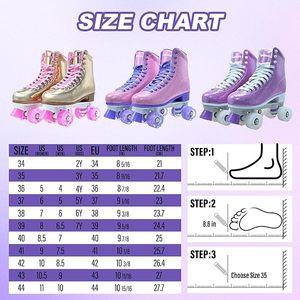 Patins à roulettes pour femmes, haut de gamme, en cuir PU pailleté, lumineux, à double rangée de roues, roulements ABEC-7, dureté 82A, pour adultes, pour l'extérieur - Product Image 6