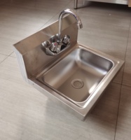 Évier mural Guanbai en acier inoxydable 201/304, petit lavabo à main avec revêtement autonettoyant, modulaire et extensible, pour usage extérieur, eau froide et chaude