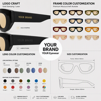 Lunettes de soleil Lbashades Fashion Premium à monture épaisse, design œil de chat, protection UV400, logo personnalisé, verres CR39, en acétate, pour femmes et hommes