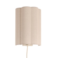 Applique murale en tissu de lin à brancher, abat-jour en forme de pétales ondulés, lampe murale de style moderne du milieu du siècle pour la chambre à coucher, le salon, la décoration d'hôtel