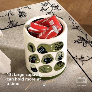 ถังขยะสไตล์ยุคกลางสำหรับห้องนั่งเล่นสไตล์เรโทรฮิต พร้อมล้อเลื่อน ใช้ได้ในห้องนอน หรูหรา ระดับไฮเอนด์ มีฝาปิด - Product Image 4