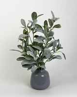 Plante artificielle élégante Dusty Miller en PE et tissu gris foncé brillant dans un vase à bourgeons pour la décoration intérieure
