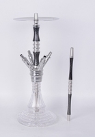 Set Empat pipa Hookah Arab mewah dengan pipa bungkus bunga serat karbon baja tahan karat dan pegangan pegas tabung silikon 60cm